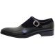 Carrucci Black Calfskin Leather / Suede Medallion Toe Monk Strap Shoes KS886-737